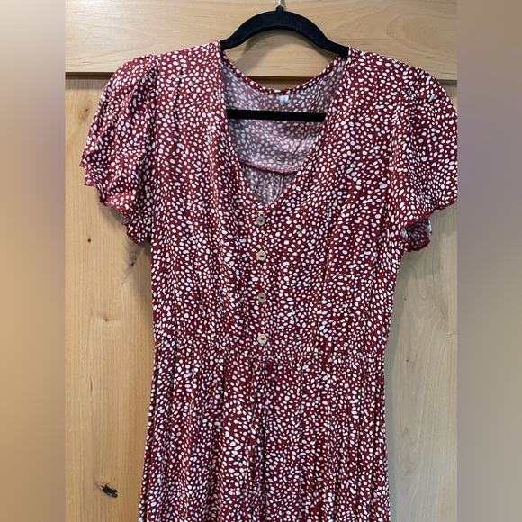 Wine and Ivory dot midi dress - Picture 6 of 10